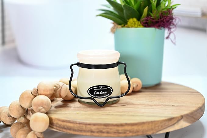 Milkhouse Candle Company Pink Guava Soy Candle - Summer Fruits | Citrus Sparkle | Freesia Scented - 5 oz Cream Jar with Lid, 35+ Hour Burn Time, Made in the USA
