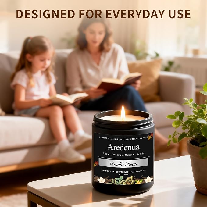 Odor Eliminating Candles | Vanilla Bean Scented Soy Candle for Home, Air Freshening & Cozy Vanilla Scent, Relaxing Home Scented Candles, Cozy Aromatherapy Candle Gift for Women & Men