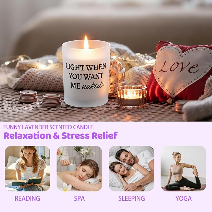 Mens Valentines Day Gifts for Him Boyfriend from Girlfriend,Funny Anniversary Couple Gifts for Men Husband from Wife,Romantic Birthday Galentines Lavender Candle Gift Decor for Home Office Spa Relax