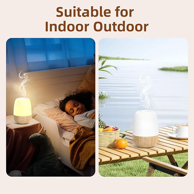 SEEDSEEL 150ML Cordless Essential Oil Diffuser, Built-in 6000mAH Rechargeable Battery, 7-Hour Runtime, 7 LED Color Changing Lights, Portable Aromatherapy Diffuser for Home,Office,Outdoor