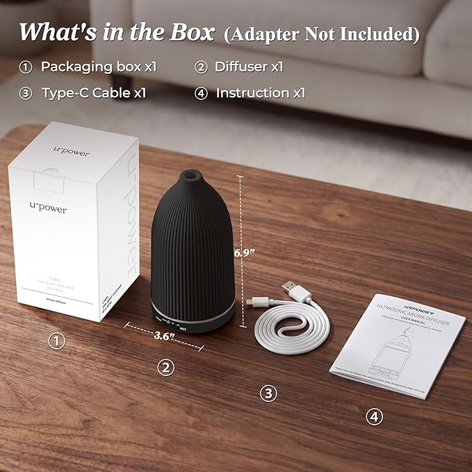 URPOWER 150ML Essential Oil Diffuser Ultrasonic Cool Mist Humidifier with 7 LED Lights, Timer & Auto-Off Quiet Aromatherapy Scent Diffuser for Home Bedroom Office Relaxation