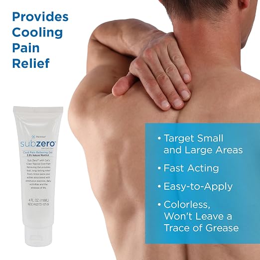 Sub Zero Cooling Pain Relief Gel, 4oz Tube - Joint Relief and Nerve Pain Relief Cream for Muscle Deep Pain Relief and Arthritis Relief