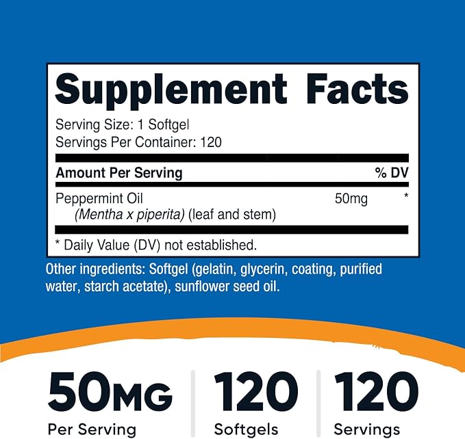 Nutricost Peppermint Oil Softgels (120 SFG) (50 MG) - Gluten Free, Third Party Tested and GMO Free
