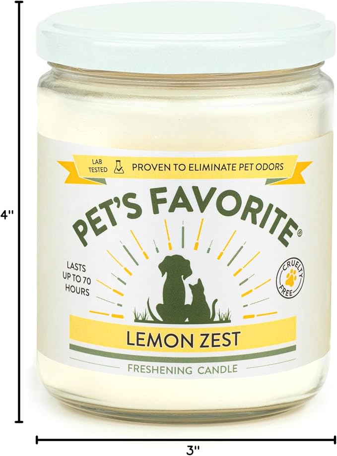Pet's Favorite Pet Odor Candle, Clean Burning, Long Lasting Scented Candles with a Cotton Wick. (Clean Laundry/Lemon Zest, Pack of 2)