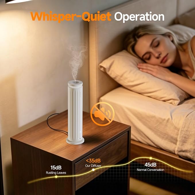 FEPPO Waterless Diffuser – Diffuser for Home, Hotel, Office | Essential Oil Diffuser Starter Kit with 5×20mL Hotel Scent Oils, 6 Scent Levels, 4 Timer Modes, Quiet Diffuser, 1000+ Sq Ft
