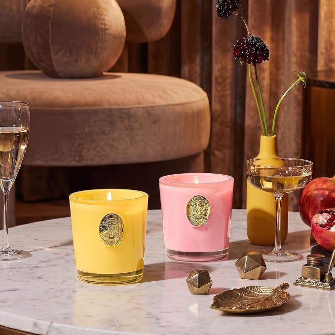 M&SENSE Natural Soy Candle | Sugared Lemon & Yellow | 9.2 oz, 50H Burn Time | Luxury Scented Candle for Relaxation, Gifting, Home Décor | Ideal for Bedroom, Office, Party Ambiance