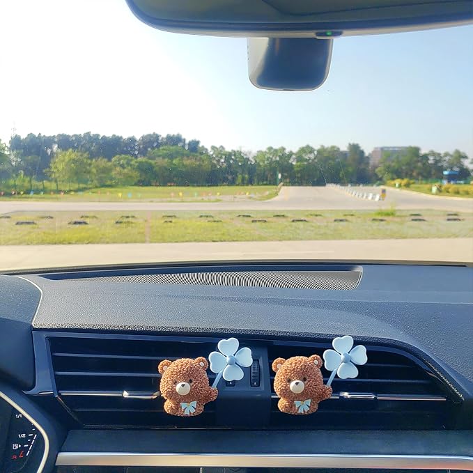 Cute Car Air Freshener Vent Clips, 3D Animal with Mini Fan Diffuser Vent Clip, Air Conditioning Decoration Car Accessories for Women and Men