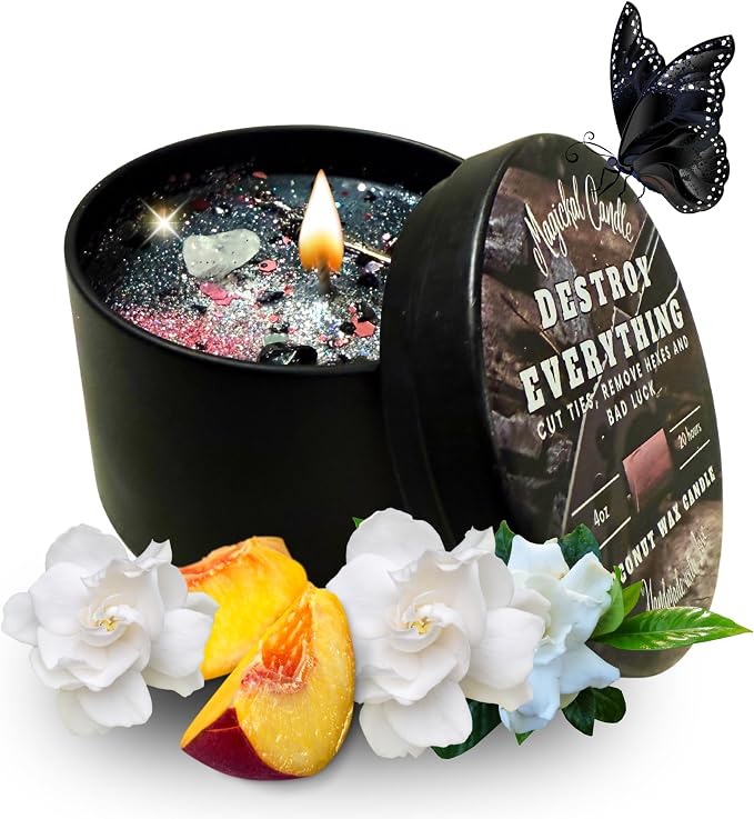 Destroy Everything Spiritual Candle to Cut Ties, Remove hexes and Bad luck | Energy cleansing | Soy Candles Non Toxic | Sage Candle | Cleanse Your Home & Calm, Soothe, Restore Body & Mind (Set Of 9)