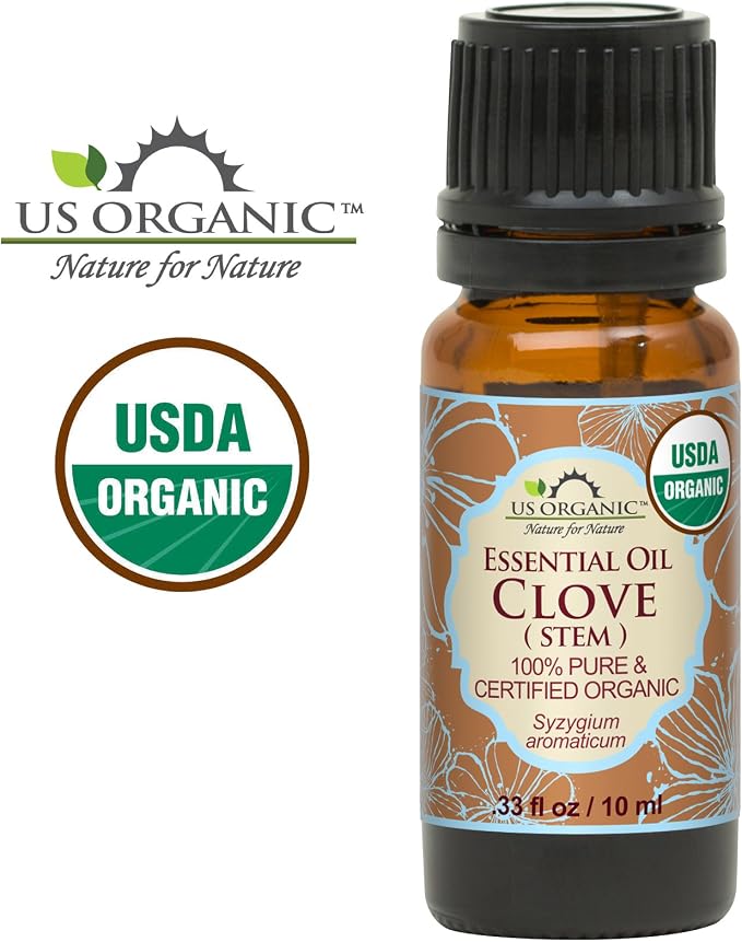 US Organic 100% Pure Clove Stem Essential Oil - USDA Certified Organic, Steam Distilled (10 ml)