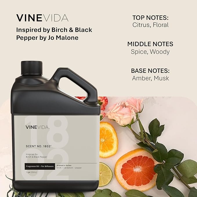 VINEVIDA [128 Oz] Inspired by: Birch & Black Pepper; Diffuser Oil Refill | Premium Scent Diffuser Oil for Home | Non-Toxic Fragrance