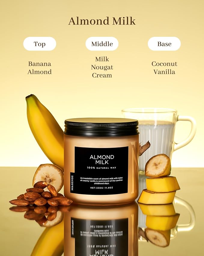 M&SENSE Creamy Vanilla Scented Candle, 11.6oz Clean Non Toxic Home Sweet Scent 70 Hours Burn Time Fragrance Candle for Home Decor 2 Wick Natural Soy Wax
