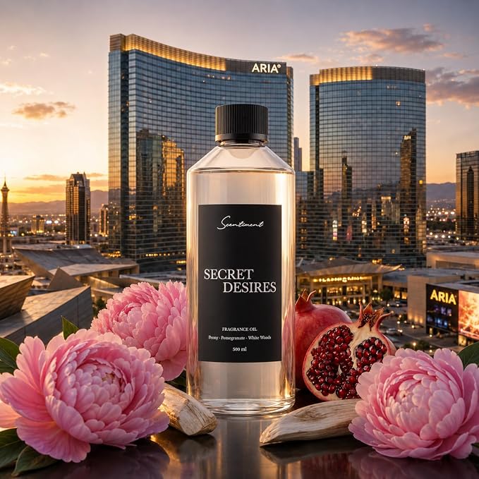 Scentiment Secret Desires Diffuser Oil - Premium Hotel Scent with Notes of Peony, Pomegranate & White Woods Home Scent, Hotel Fragrance Oil Diffuser Refill - 16.91 fl oz (500 mL)