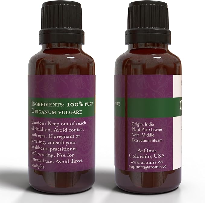 ArOmis Organic Oregano Essential Oil - 100% Pure Therapeutic Grade - Undiluted, Premium Oil - 150 Micron Filtered, Perfect for Aromatherapy Diffusers (10ml / .34 fl oz)