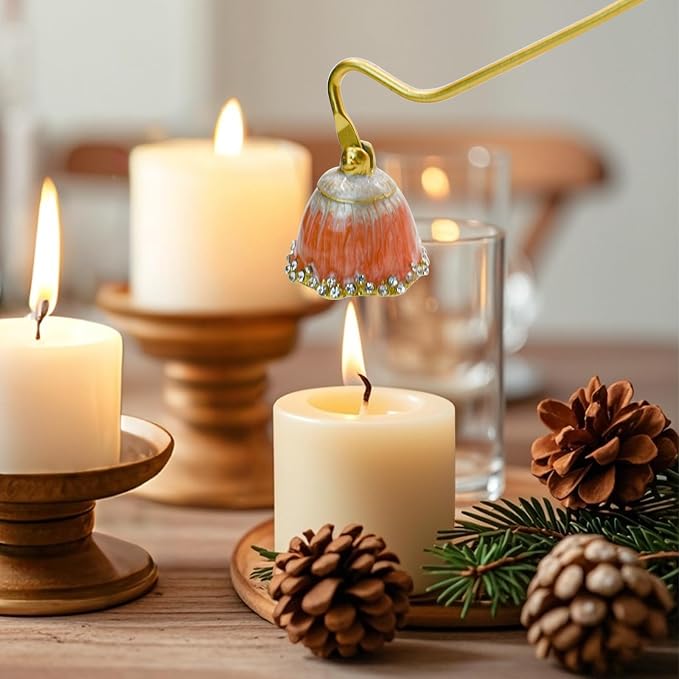 Candle Snuffer, Decorative Candle Extinguisher Snuffer with Long Handle, Elegant Metal Candle Tool for Putting Out Candle Flame Safely (Tangerine)