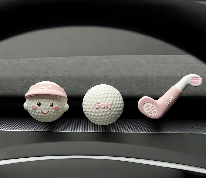 Golf Car Air Freshener Vent Clip Set (3 Pack), Plaster Diffuser, Cute Car Accessories (Essential Oil Not Included)