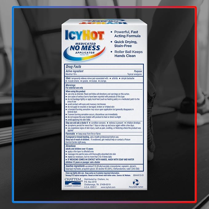 Icy Hot Original Medicated Pain Relief Liquid with No Mess Applicator, 2.5 Fluid Ounces (Pack of 2)