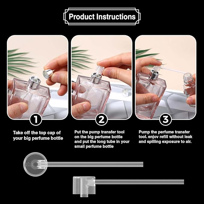 2 Set Perfume Refill Tool Kit, Plastic Perfume Syringe Extractor for Liquid Cologne Fragrance Sample Essential Oils, Travel Use
