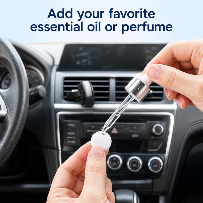 100Pcs Car Air Freshener Refill Felt Pads, 17 mm Unscented Essential Oil Perfumes Refill Pads for Car Air Freshener Clips Universal Essential Oil Diffuser Pad for Custom Fragrance