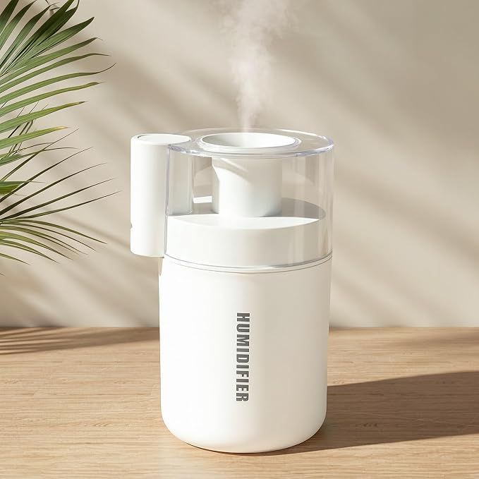 Mini Humidifier, Small Cool Mist Humidifier USB Personal Portable Quiet Table Desktop Humidifiers for Cooling Home Office Car Summer Travel (180ml, White)