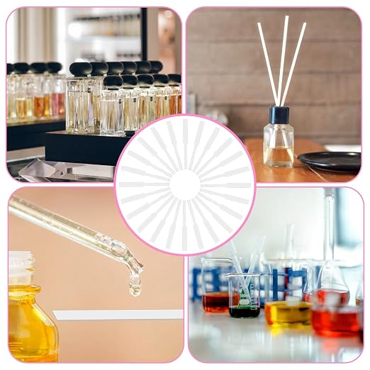 RAINFLOW 500 PCS Perfume Tester Strips - Fragrance Test Strips Bulk Disposable Scent Strips Strong Absorbent Writable Design for Perfume Samples Essential Oil Testing Smell Training Kit
