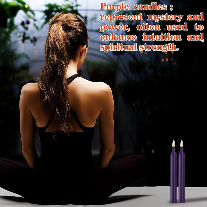 24 Pack Purple Spell Chime Candles – Premium Mini Unscented Taper Candles for Rituals, Prayer, Birthdays, Meditation, Altar, Spells, Chime Candles - 4 Inch Tall - Ideal for Witches