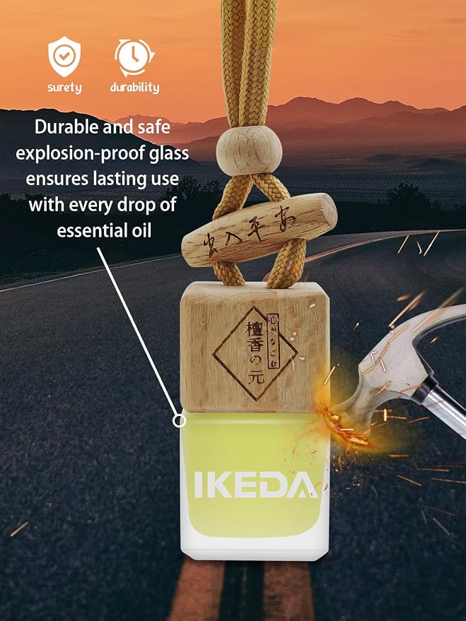 Ikeda Car Air Freshener: Hanging Car Smell Air Freshener | 10ml Hanging Car Perfume | Long Lasting Fragrance | Strong Scents Diffuser for Auto Home (Mango|Square)
