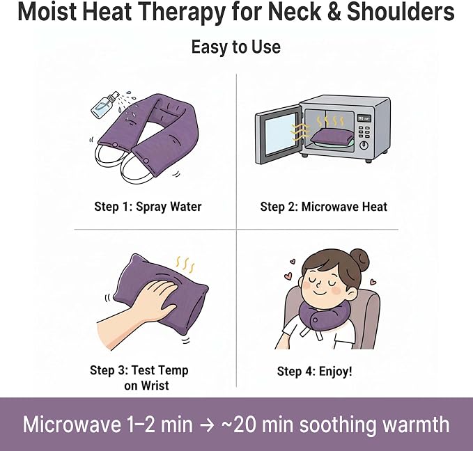 Microwave Heating Pad for Neck – Microwavable Neck Wrap & Eye Mask Set for Neck Pain Relief, Moist Heat Therapy Lavender & Himalayan Salt, Reusable Hot Cold Pack – Relaxation Self-Care Gift for Women