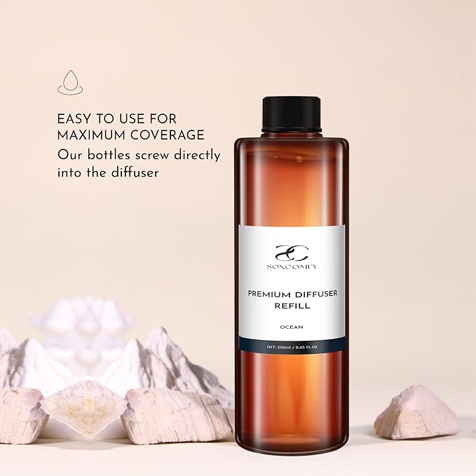 Diffuser Oil Refill, 250ml / 8.45 fl oz, Ocean - Reed & Aromatherapy Diffuser Oil, Long-Lasting Home Fragrance, Citrus, Lily & Musk Notes