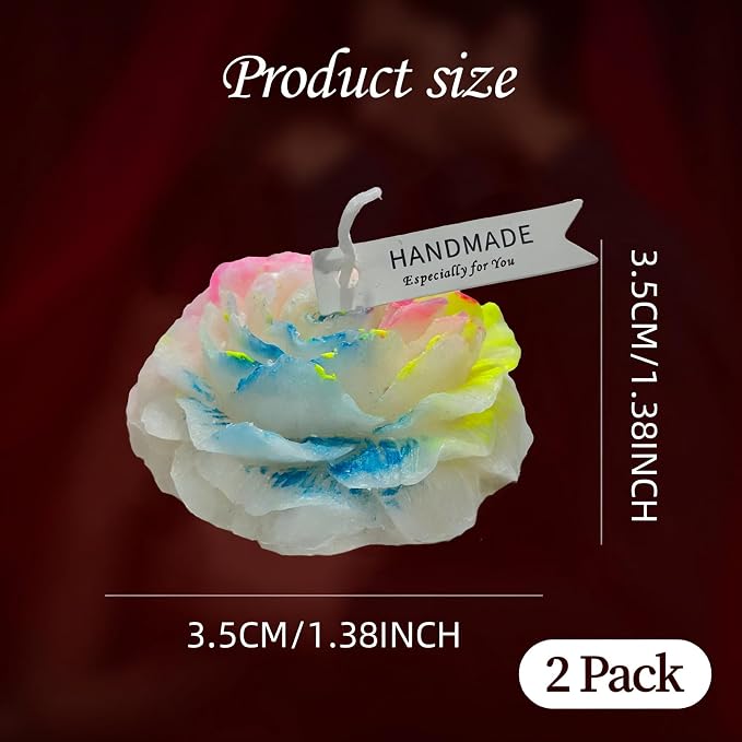 118.4°F 2 Pcs Low Temperature Candles Peony Flower Shaped Scented Candles Low Heat Body Safe Candles Wax Play for Couples Date Night (4, Fluorescence)