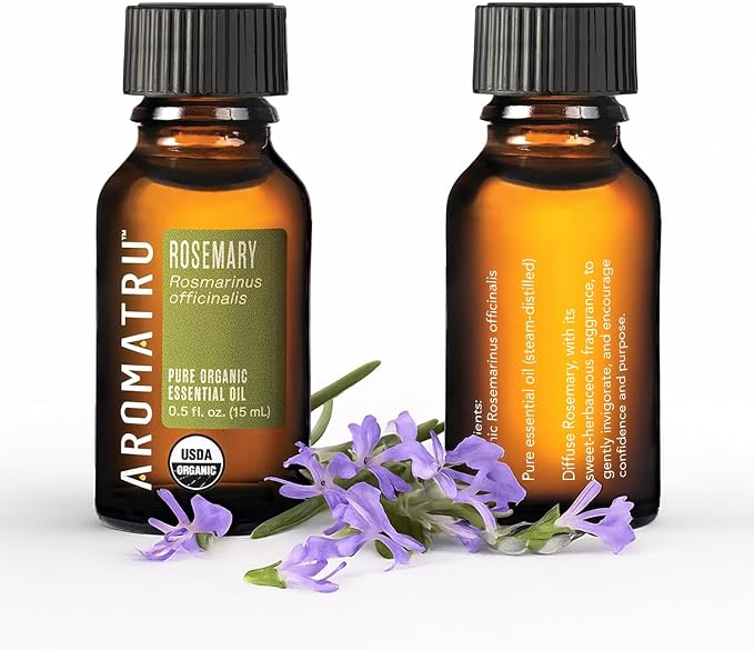 AromaTru Focus Essential Oil Kit – Rosemary, Peppermint, Lemon, and Grapefruit – Organic & Wildcrafted – ISO Certified – No Synthetic Fillers – Ethically Sourced