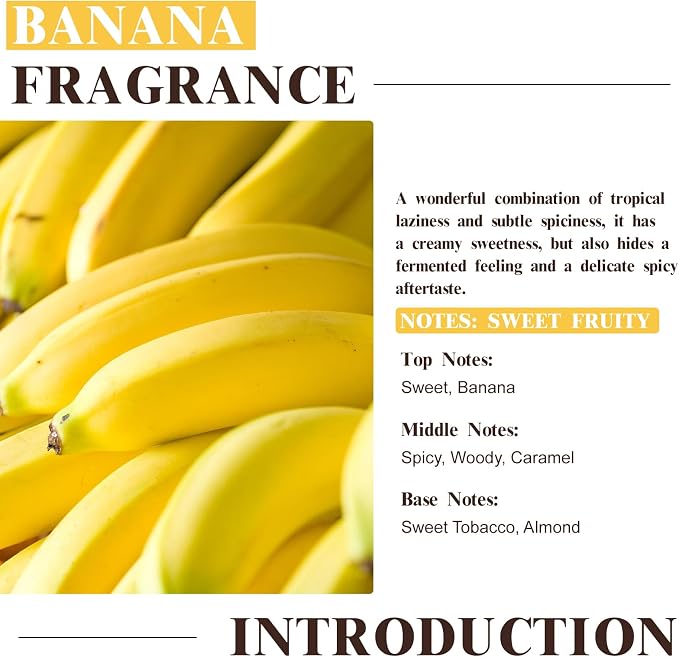 EUQEE 2.02 Fl oz Banana Fragrance Oil, Premium Fragrance Essential Oil with Glass Dropper for Diffuser, Soap Candle Making - 60ml