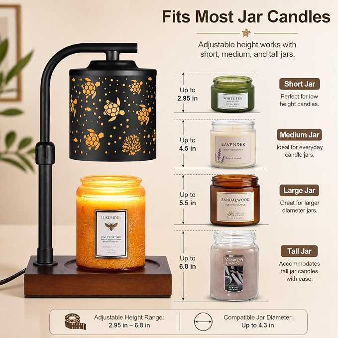 Candle Warmer Lamp with Adjustable Height Dimmable for New Home Decor Electric Candle Warmer for Jar Candles Birthday Gifts for Women Mom(Sea Turtle)