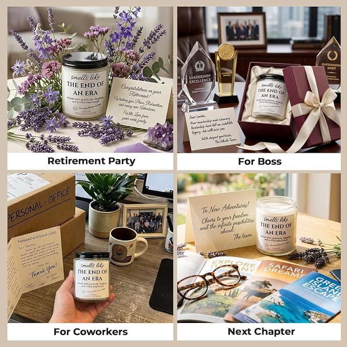 Retirement Gift for Woman – Unique & Heartfelt Retirement Gifts for Men – Lavender Memorable Farewell Gifts for Coworkers, Present for Boss, Friend, Office Goodbye Party by Joyqua, White