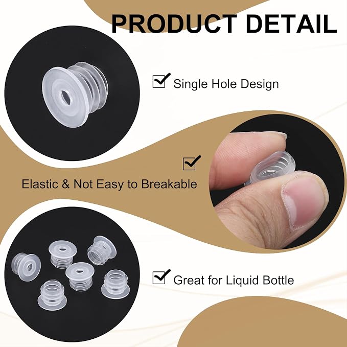 PATIKIL Bottle Adapter 0.39"/10mm Press in Plugs Clear 25Pcs, 0.17" Hole | for Oral Dispenser Liquid Oil Plastic Glass Bottles Stopper