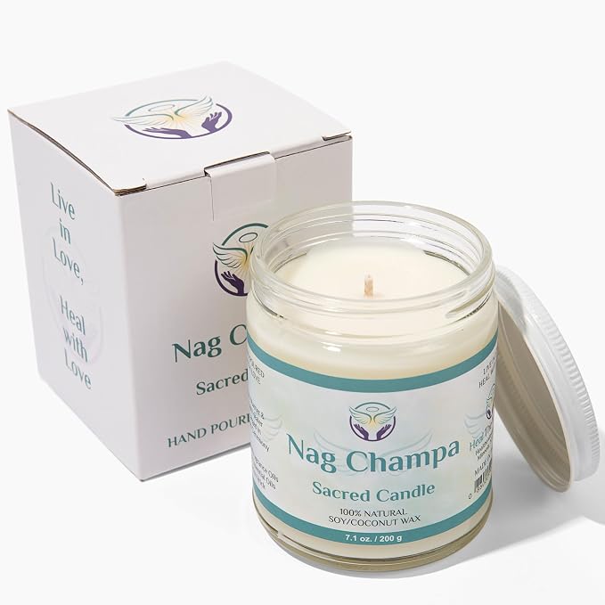 Heal The Masses White Sage Candles for Cleansing House Chakra Healing | Energy Cleansing Smudge Candle | Natural Aromatherapy Candle | Sage for Cleansing House Negative Energy (7 oz) (Nag Champa)