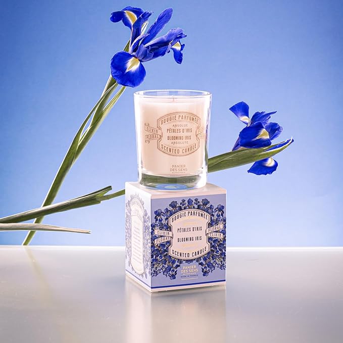 Panier des Sens Iris Candle - Hand-Poured in Provence, France - Long Lasting Scented Candles - up to 55 Hours Burn Time - Iris Scented Candle - 100% Natural Cotton Wick - 6.3 oz