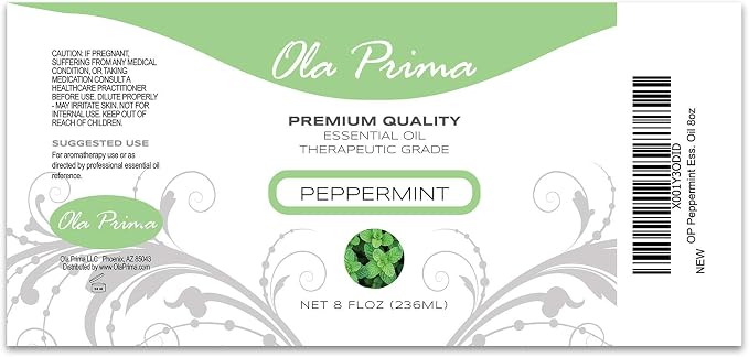 Ola Prima Therapeutic Grade Peppermint Essential Oil - 8 Fluid Ounces
