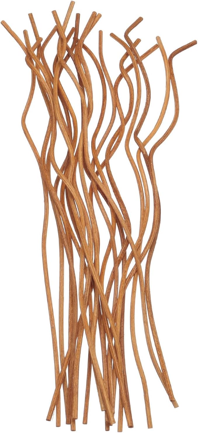 uxcell 20Pcs Wavy Rattan Reed Diffuser Sticks, 28cm/11 Natural Wooden Rattan Fragrance Diffuser Refill Sticks Replacement for Home, Bedroom, Hotel, Bathroom Shelf Decor (Light Coffee)