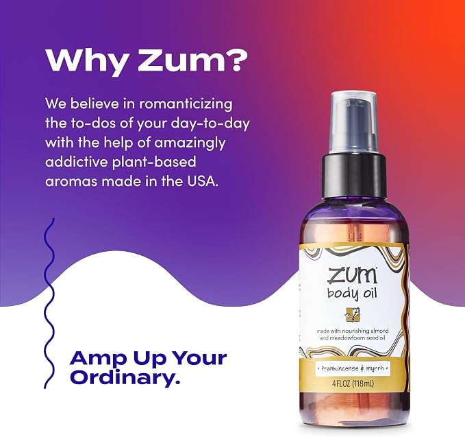 Indigo Wild Zum Frankincense & Myrrh Body Oil - Nourishing Body Massage Oil for Massage Therapy & Hydration - Nourishing, Vegetarian Massaging Oil with Sweet Almond Oil - 4 fl oz