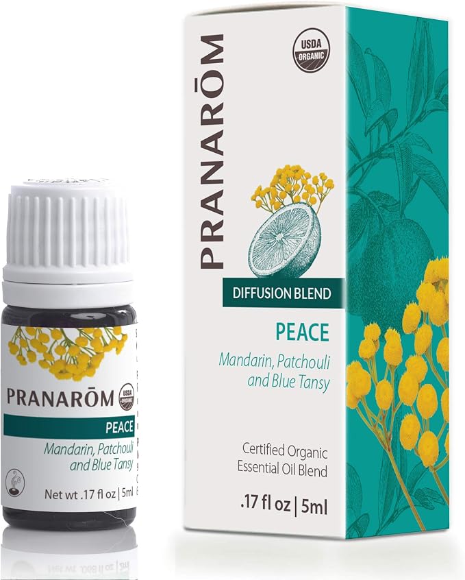 Pranarom - Peace Essential Oil Blend (5ml) - Lavender, Rosemary, Clary Sage, Pine, Cedarwood, Cardamom - 100% Pure Essential Oil for Calming & Soothing Clarity | USDA and ECOCERT Certified Organic