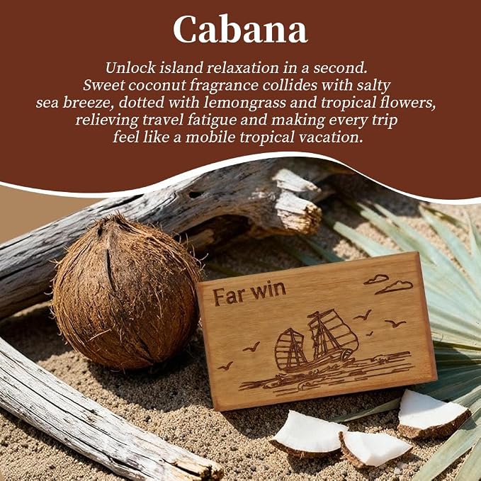 Car Air Freshener -Original pattern designer-Car Odor Eliminator - Long Lasting Scent -Essential Oils-Applicable to cars, drawers, wardrobes, and various scenarios- (Cabana - CLIP INCLUDED)