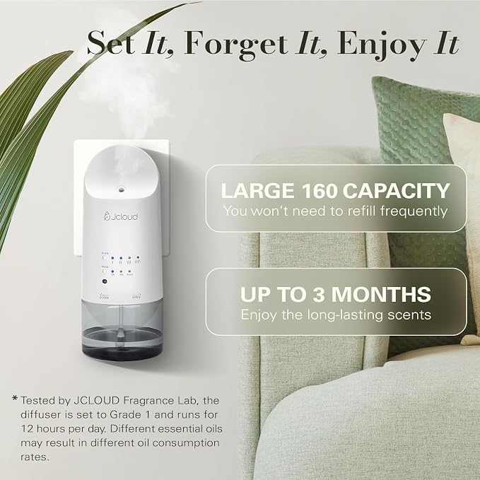 JCLOUD Plug in Diffuser for Essential Oils, 2 Pack Waterless Scent Diffuser Cover Up to 500 Sq. Ft. for Home, Office, Spa – Portable Wall Aromatherapy Device, White