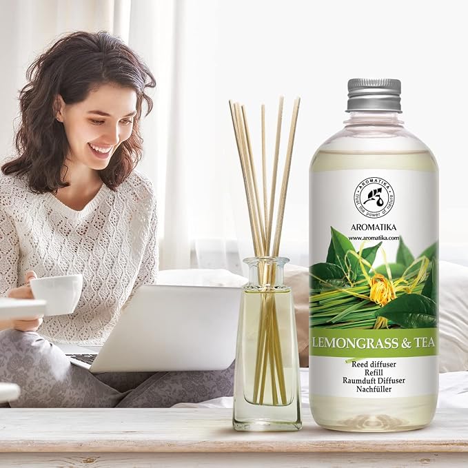 Reed Diffuser Refill Lemongrass - Tea 17.0 Fl Oz - Scented Diffuser - Room Diffuser Refill with Scent - Room Freshener - Home Fragrance - Scented Diffusers - Home Fragrance