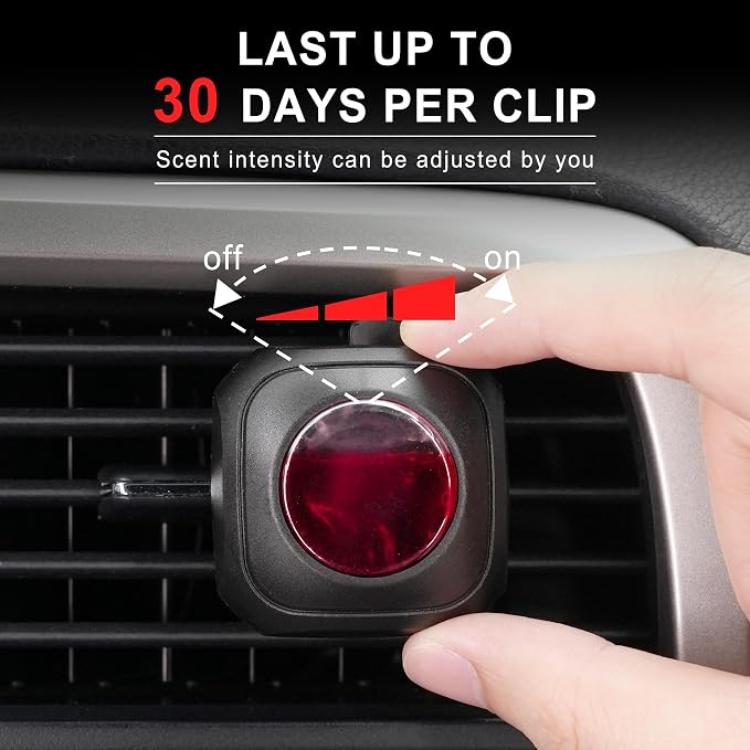 JUSTTOP Cherry Scent Car Air Freshener Clip,Provides Long Lasting Fragrance Holding for Over 120 Days,4 Vent Clips,4ml Each,Car Accessories for Men or Women(Cherry)