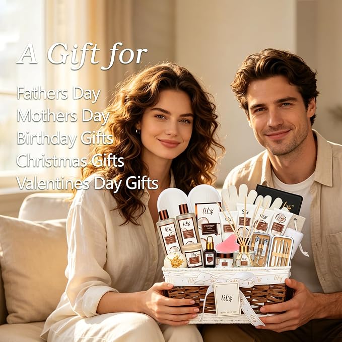 28Pcs Coconut Vanilla Spa Gift Basket - Skin Care Gifts Set for Women & Men