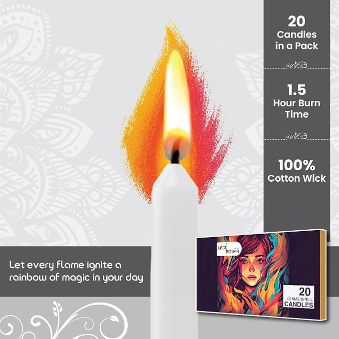 Set of 20 Solid Color Taper Candles – 4Inch Dripless Paraffin Wax Candles with Cotton Wick – Ideal for Weddings, Shabbat, Holiday & Rituals, Prayer, Birthdays, Meditation, Altar (White)