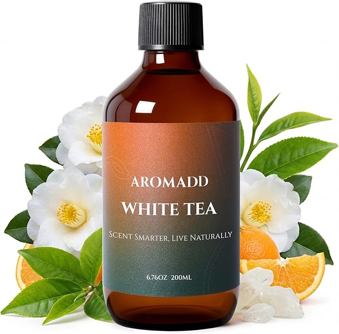 Aromadd White Tea Diffuser Oil Inspired by Luxury Hotel Scent, Premium Fragrance Oils for Waterless Diffuser, White Tea & Bergamot, Long-Lasting Home Fragrance - 6.76 fl oz (200 mL)
