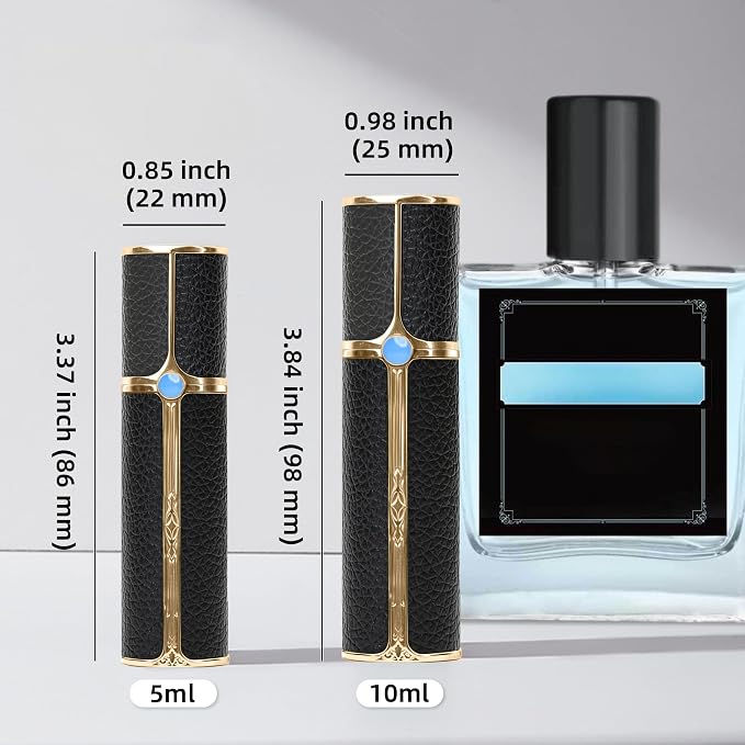 CF00WHG 5ml Leather Perfume Bottle Bottom Refillable Dispenser, Leak-Proof & Portable for Men & Women, Ideal for Travel, Gifting & Daily Use (WHG)