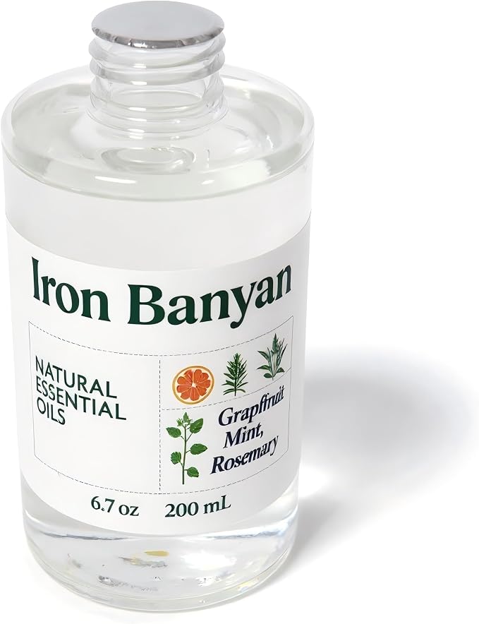 Grapefruit Mint Rosemary Essential Oil Blend 200ml | Energizing aromatherapy oil for diffuser. Boosts energy, focus & con. Promotes rel. & sleep. Refreshing citrus-herbal scent.