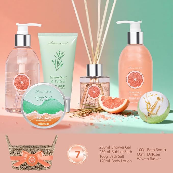 Bath and Body Gift Basket for Women, Bath Baskets for Women Gift Relaxation, Spa Gift Basket With Bath Bombs, Bath Salts, Shower Gel, Birthday Gifts for Her, Mother's Day Home Spa Relaxation Kit
